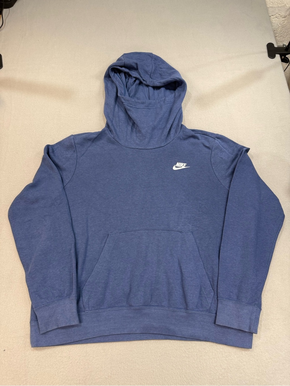 Nike Women’s Navy Blue Funnel Neck Pullover Hoodie with White Swoosh L
